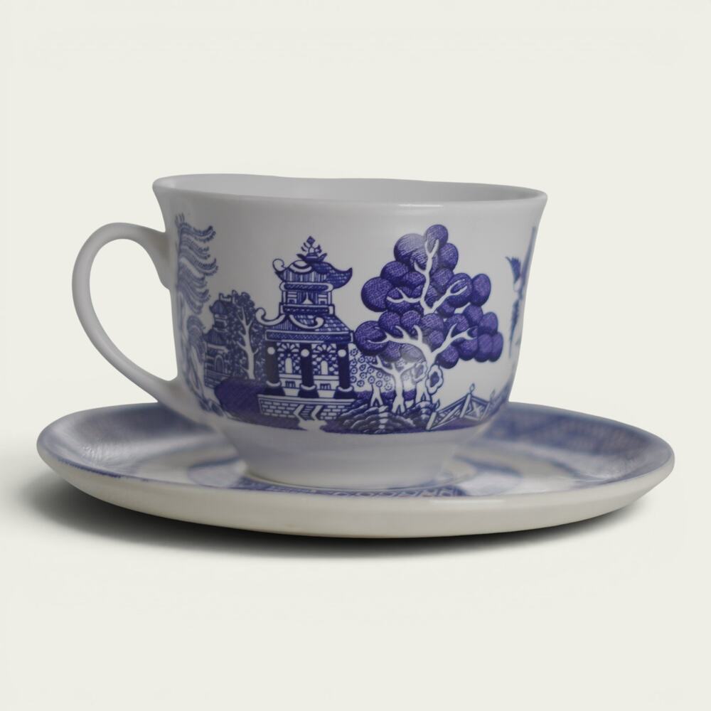 Royal Cuthbertson Blue Willow Demitasse Espresso Cups Saucers Set of 4 China - Picture 7 of 16